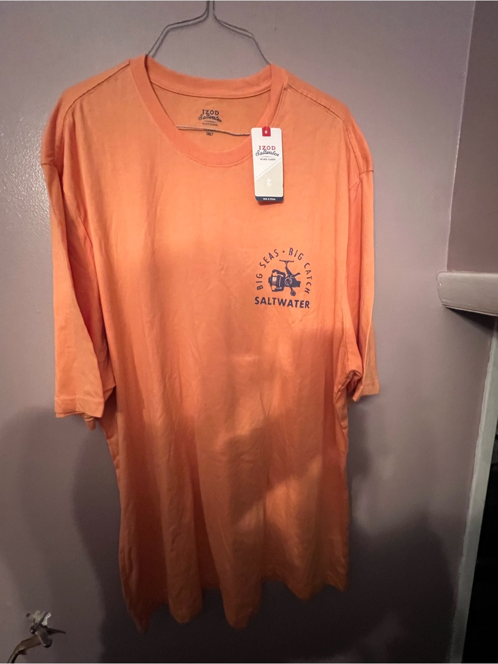 IZOD Saltwater Graphic Crew Neck T‑Shirt — Orange New Size 2XL